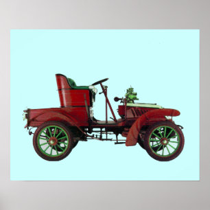 RED RETRO CAR / AUTO RESTORATION - AUTOMOTIVE POSTER