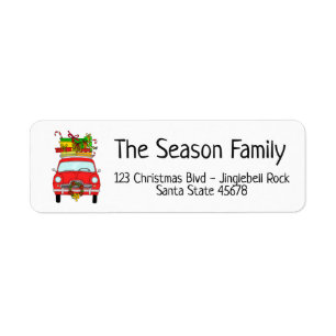 Red Retro Car Christmas Gifts Return Address Label