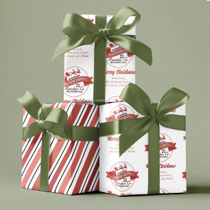 Red Retro Christmas Santa Personalised Wrapping Paper Sheet