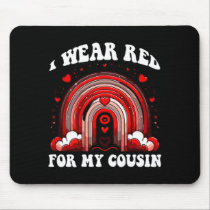 Red Retro Cousin Heart Disease Awareness Rainbow B Mouse Pad