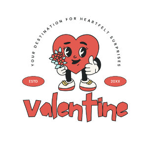 Red Retro Cute Heart Character  Valentine day Coffee Mug