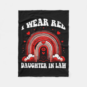 Red Retro Daughter In Law Heart Disease Rainbow Ba Fleece Blanket
