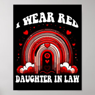 Red Retro Daughter In Law Heart Disease Rainbow Ba Poster