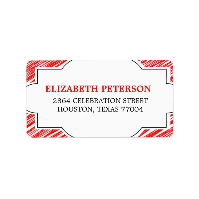 Red Retro frame  holiday address label (Front)
