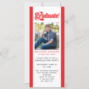 Red Retro Graduation Party Digital Evite Invita Invitation