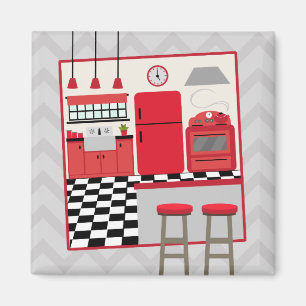 Red Retro Kitchen Magnet