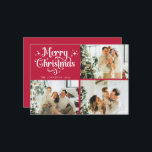 Red Retro Merry Christmas Family Photo Collage Holiday Card<br><div class="desc">Celebrate the season with a Retro Red and White Merry Christmas holiday card! This stylish and chic design blends elegant, trendy elements with a classic touch. Perfect for sharing Christmas vibes with family and friends, this template allows you to create your own personalised card. Add your favourite family photo and...</div>