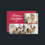 Red Retro Merry Christmas Family Photo Collage Holiday Card<br><div class="desc">Celebrate the season with a Retro Red and White Merry Christmas holiday card! This stylish and chic design blends elegant, trendy elements with a classic touch. Perfect for sharing Christmas vibes with family and friends, this template allows you to create your own personalised card. Add your favourite family photo and...</div>