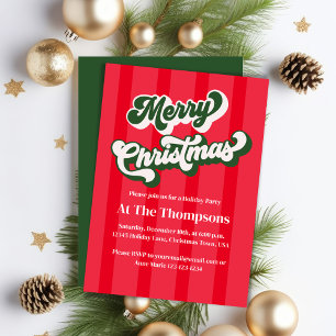 Red Retro Merry Christmas Party Invitation