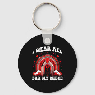 Red Retro Niece Heart Disease Awareness Rainbow Ba Key Ring