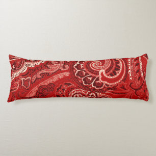 Red Retro Paisley Bandanna/Bandanna Body Cushion