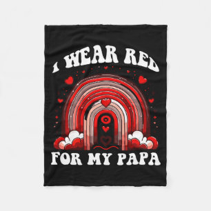 Red Retro Papa Heart Disease Awareness Rainbow Bac Fleece Blanket