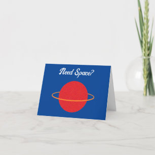 Red Retro Planet, Classic Sci-Fi Space Cartoon Card