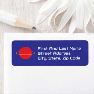 Red Retro Planet, Classic Sci-Fi Space Cartoon Return Address Label