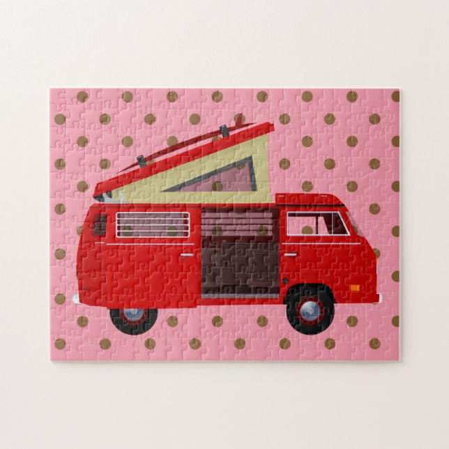 RED RETRO POPUP VAN HIPPIE VAN PUZZLE CHALLENGING (Horizontal)