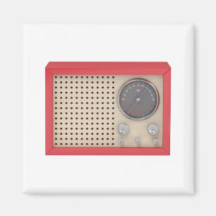 Red retro radio magnet