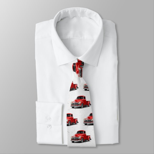 Red Retro Red Truck  Tie (Tied)