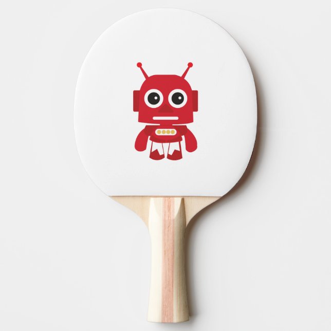 Red Retro Robot Ping Pong Paddle (Front)