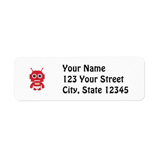 Red Retro Robot Return Address Label (Front)