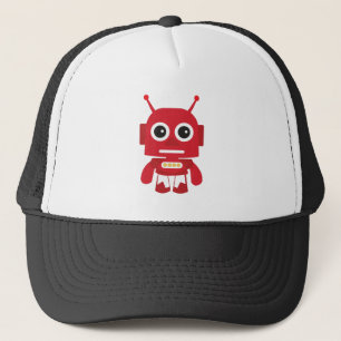 Red Retro Robot Trucker Hat