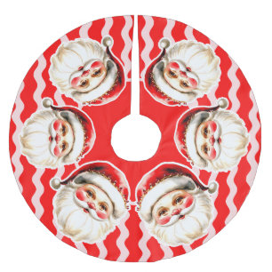 Red Retro Santa Claus Red Ric Rac Christmas Brushed Polyester Tree Skirt