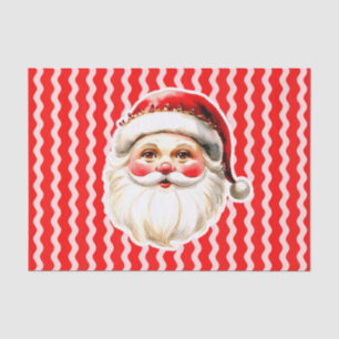 Red Retro Santa Claus Red Ric Rac Christmas Tissue Paper