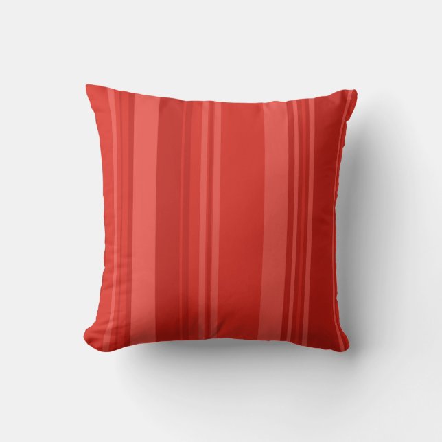 Red Retro Stripes Throw Pillow (Front)