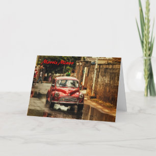 Red RetroMobile. Morris Minor Card