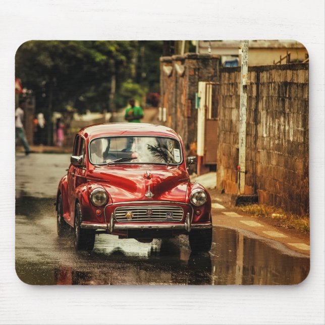 Red RetroMobile. Morris Minor Mouse Pad (Front)