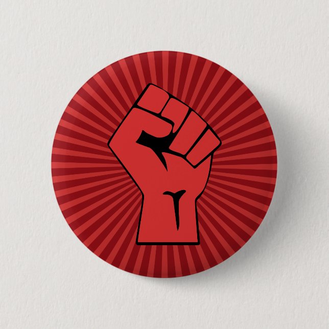 Red Revolutionary Fist 6 Cm Round Badge (Front)