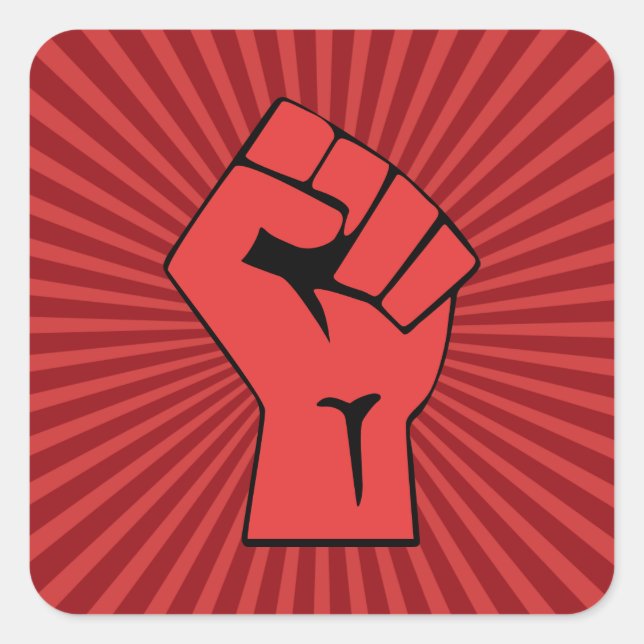 Red Revolutionary Fist Square Sticker (Front)