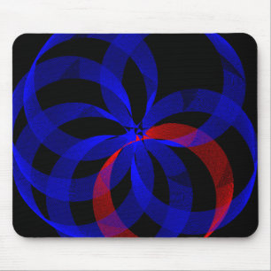 Red Revolving Accent Geometric Mouse Pad