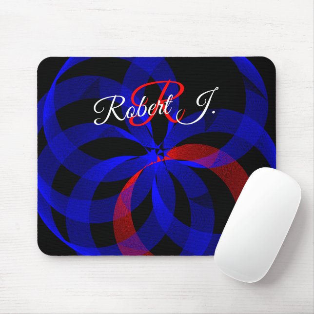 Red Revolving Accent Geometric Mouse Pad (With Mouse)