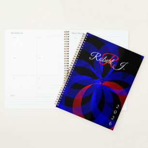 Red Revolving Accent Geometric Spiral Planner