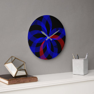 Red Revolving Accent Geometric Wall Clock