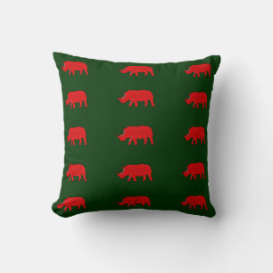 red rhinos on green cushion