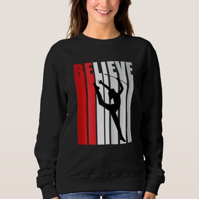 Red Rhythmic Gymnastics Womens Believe Red Gymnast Sweatshirt (Front)