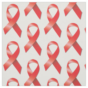 Red Ribbon AIDS Awareness Fabric