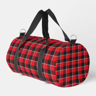 Red Ribbon and Heavy Metal Black Plaid Duffle Bag