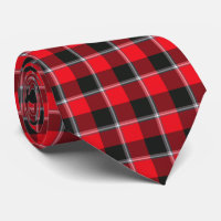 Red Ribbon and Heavy Metal Plaid Neck Tie