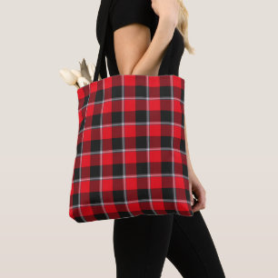 Red Ribbon and Heavy Metal Plaid Tote Bag