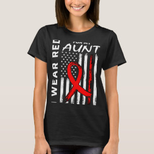 Red Ribbon Aunt Heart Disease Awareness American F T-Shirt