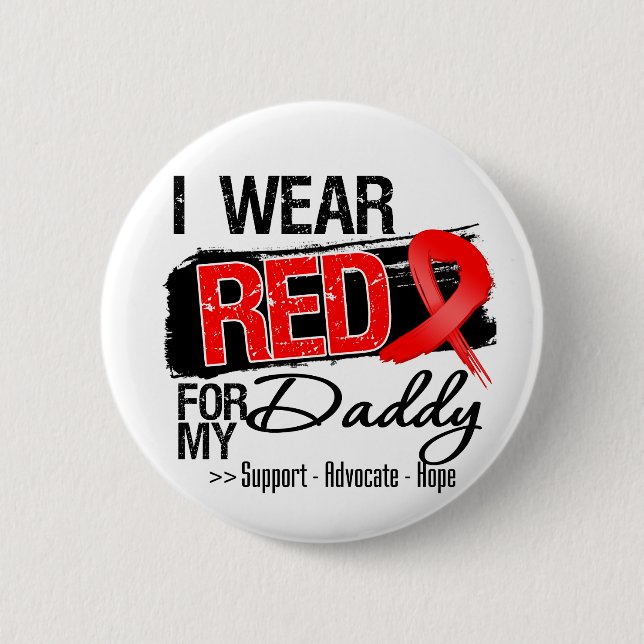 Red Ribbon Awareness - Daddy 6 Cm Round Badge (Front)