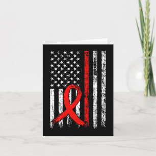 Red Ribbon Awareness Distressed US Flag Red Ribbon Card