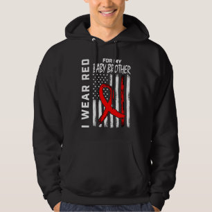 Red Ribbon Baby Brother Heart Disease Awareness Fl Hoodie