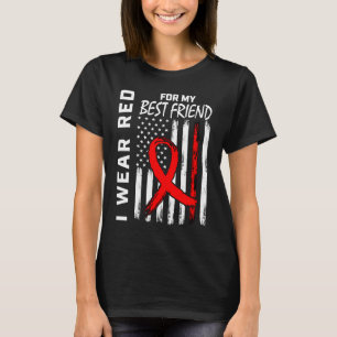 Red Ribbon Best Friend Heart Disease Awareness Ame T-Shirt