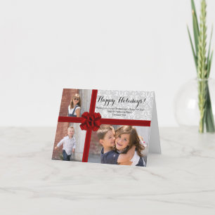 Red Ribbon Bow Christmas Photo Holiday Card