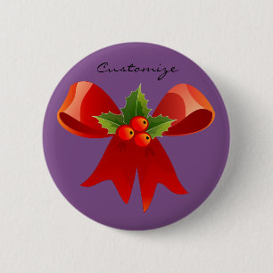 Red Ribbon Bow Holly Thunder_Cove 6 Cm Round Badge