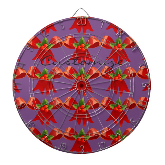 Red Ribbon Bow Holly Thunder_Cove Dartboard (Front)