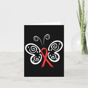 Red Ribbon Butterfly Blood Cancer Hiv Aids Awarene Card